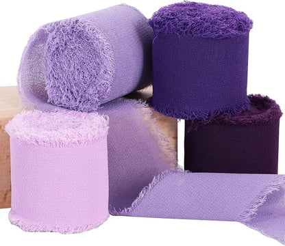 TONIFUL 4 Rolls Drak Purple Set Chiffon Ribbon 1 1/2 inch× 5.5 Yards Ribbon by TONIFUL