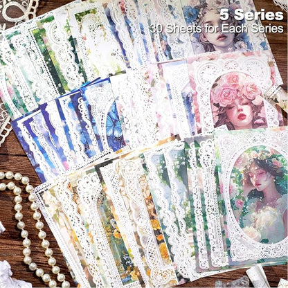 Lace border Scrapbook Paper Set, Scrapbooking, DIY Projects, and Art Supplies - Image 2