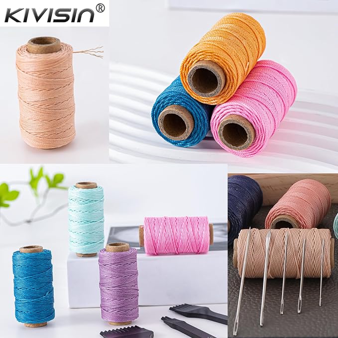 12 Colored Round Waxed Thread 0.8mm, 35 Yards per Spool, 3 Ply Polyester Wax - Image 8