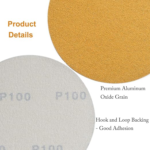 6-Inch No-Hole Hook and Loop Sanding Discs 100-Grit, Random Orbital Sandpaper - Image 5