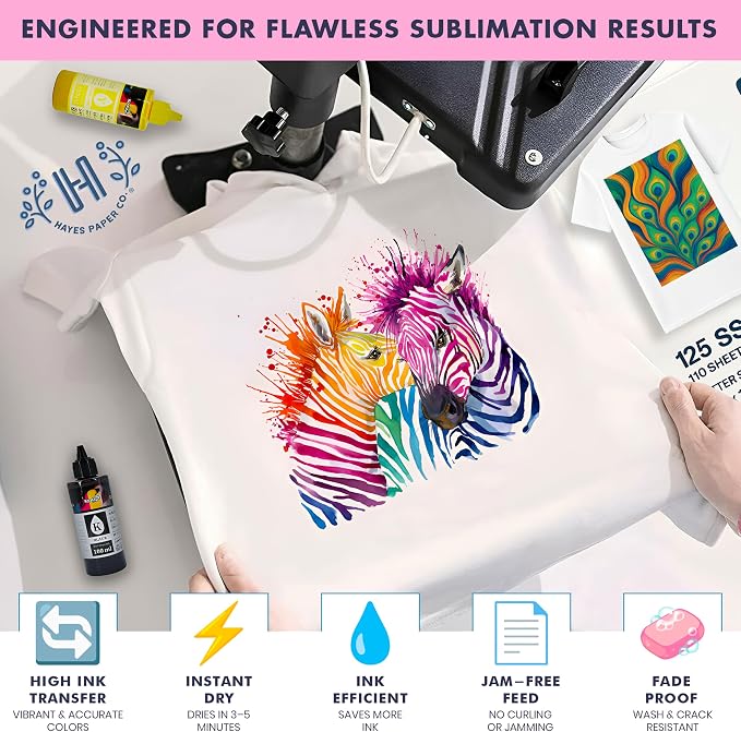 Hayes 110 Sheets Sublimation Paper 8.5x11 Inch Letter Size | 120gsm Heat - Image 3