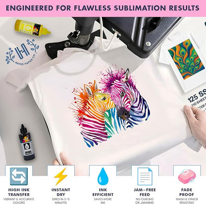 Hayes 110 Sheets Sublimation Paper 8.5x11 Inch Letter Size | 120gsm Heat - Image 3