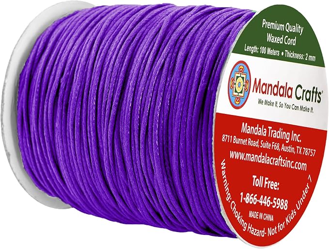 Mandala Crafts 2mm 109 Yards Purple Cotton Waxed Cord - Image 2