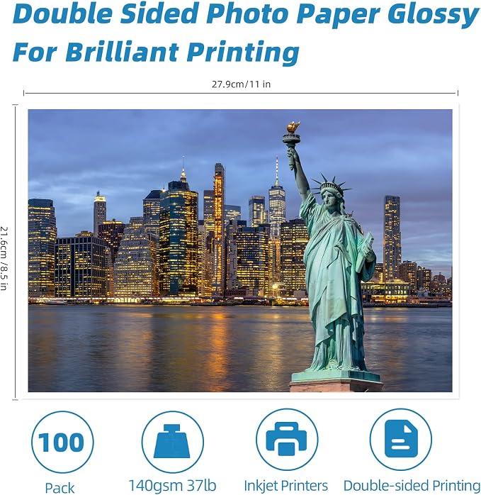 Uinkit 100 sheets Brochure Paper Glossy Double Sided 8.5x11 Inkjet 37lb 140gsm - Image 4
