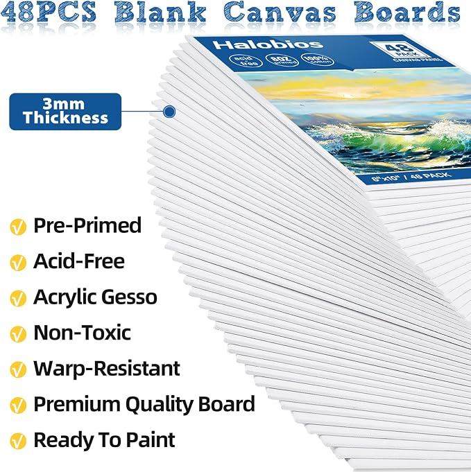 Canvas Boards for Painting 8x10 Inch, 48 Pack Blanck Canvas Panels Art Painting - Image 6