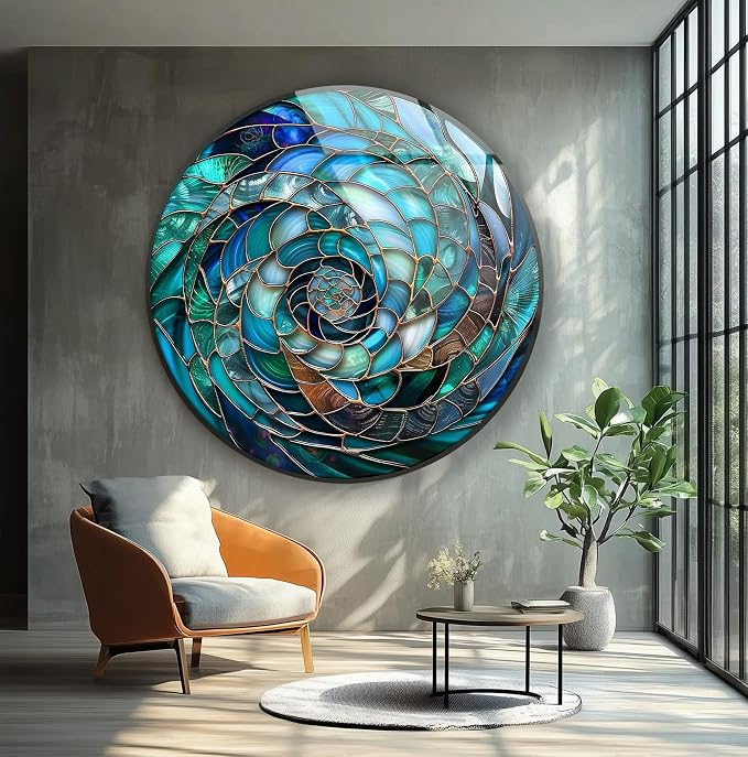 My Photostation.com 24'' Diameter Ocean Vortex Spiral Round Glass Wall Art by MyPhotostation