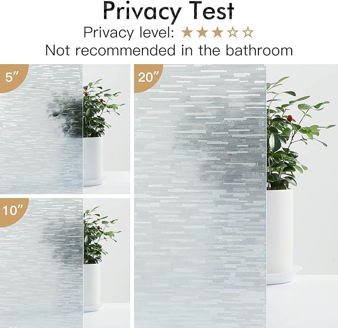 Haton Window Privacy Film, Frosted Glass Static Cling Sun Heat Blocking Window - Image 6