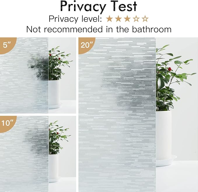 Haton Window Privacy Film, Frosted Glass Static Cling Sun Heat Blocking Window - Image 6