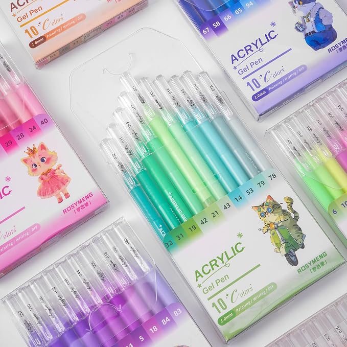 ROSYMENG 10 Colors Acrylic Gel Pens Set, Big-Capacity Ink Acrylic Paint Pen - Image 5