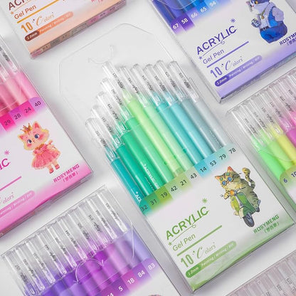 ROSYMENG 10 Colors Acrylic Gel Pens Set, Big-Capacity Ink Acrylic Paint Pen - Image 5