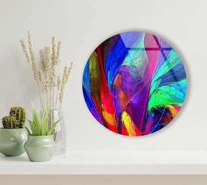 My Photostation.com 31.5'' Diameter Neon Colors Abstract Round Glass Wall Art - Image 3