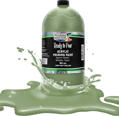 Pouring Masters Agave Green Metallic Pearl Ready to Pour Acrylic Pouring Paint by USArtSupply