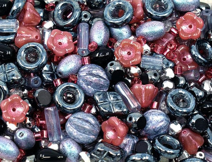 2.1oz Mix of Unique Czech Bohemia Glass Pressed Beads, Matte and Glossy - Image 6