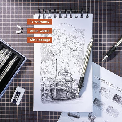 Nicpro 0.9 mm Art Mechanical Pencils Set in Gift Case, Artist Writing - Image 6