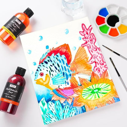 Nicpro 6 Colors Liquid Watercolor Paint Set, 8.45oz Large Bottle Liquid - Image 5