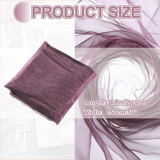 MECCANIXITY Iridescent Sheer Organza Fabric, 2 Yards x 59 Inches Solid - Image 2