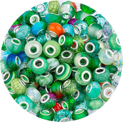 LAIDANLA Green Mix Large Hole Beads, Acrylic Loose Beads by LAIDANLA