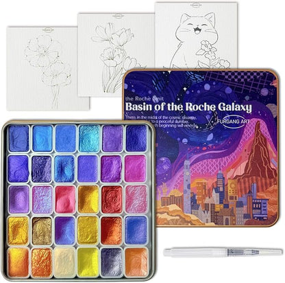Mini Shifting Watercolor Paint Set, 30 Color Glitter Watercolor Painting Kit by FURGANGART