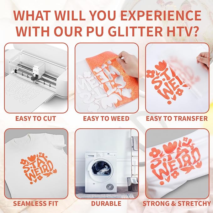 HTVRONT Glitter HTV Heat Transfer Vinyl - Image 3