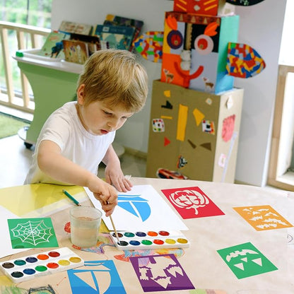 24 Pieces for Kids, Large Drawing Chalk, 8 Inches Washable Shape Template Kit - Image 4