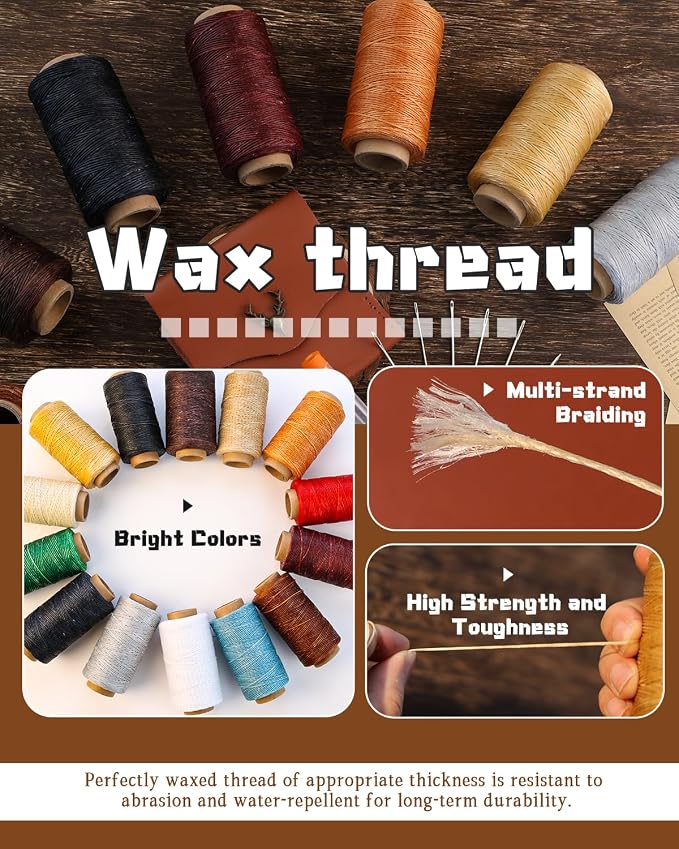 DIUDUS 218 Yards Upholstery Thread, Waxed Leather Thread, Heavy Duty Sewing Kit - Image 2