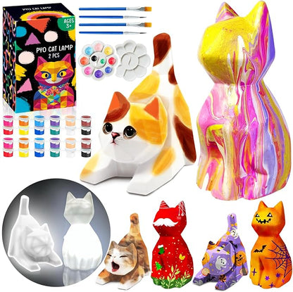 FUNZBO 2pcs Paint Your Own Cat Lamp Kit by FunzBo