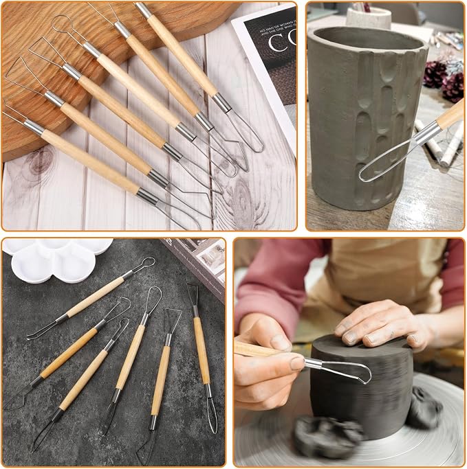 6Pcs Clay Sculpting Tools Ceramic Pottery Clay Ribbon Sculpting Tools Wooden - Image 5