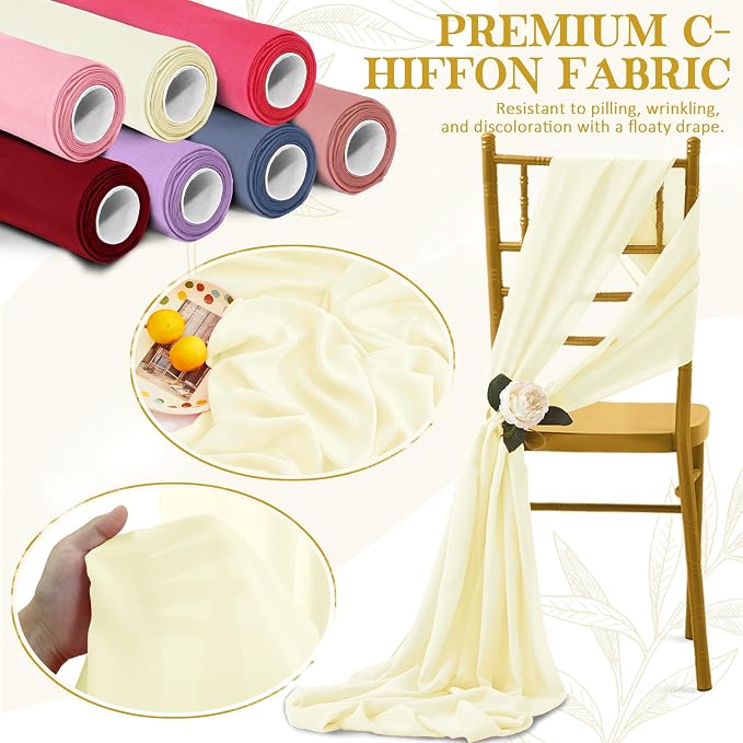 Horbaunal Ivory Chiffon Fabric by The Yard, 5 Yard Continuous Sheer Fabric 59" - Image 5