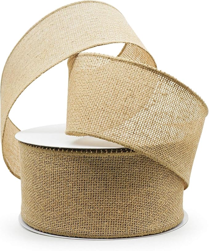 CT CRAFT LLC Burlap Fabric Wired Ribbon 3" x 20 Yards Natural Color by CTCRAFTLLC