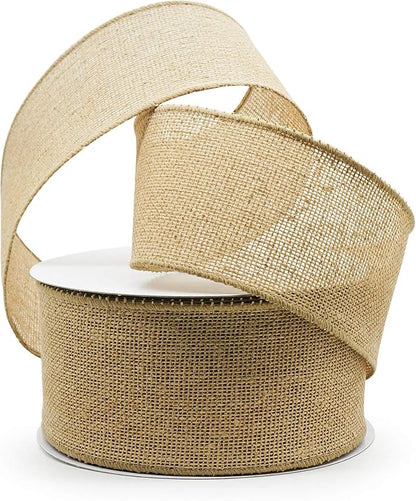 CT CRAFT LLC Burlap Fabric Wired Ribbon 3" x 20 Yards Natural Color by CTCRAFTLLC