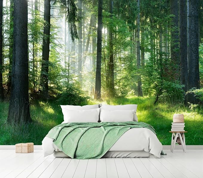 AFZEVEB-Green Forest Wallpaper Natural Landscape Wall murals - Image 2
