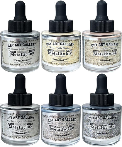 CSY art gallery Metallic -Pearlescent-Glitter Acrylic Ink -Shining Calligraphy by CSY+art+gallery