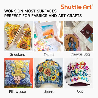 Shuttle Art Fabric Paint 24 Colors Permanent Soft Fabric Paint in Bottles - Image 8