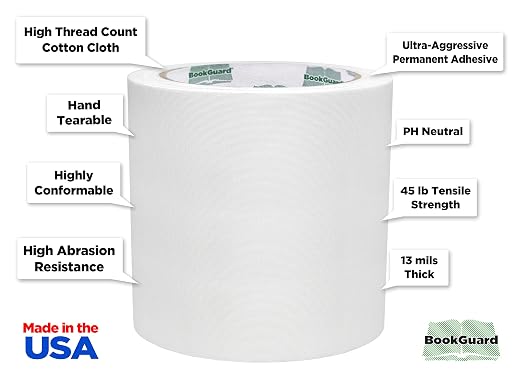 BookGuard 4 inch Premium Bookbinding Repair Cloth Tape, 15 Yard Roll - Image 2