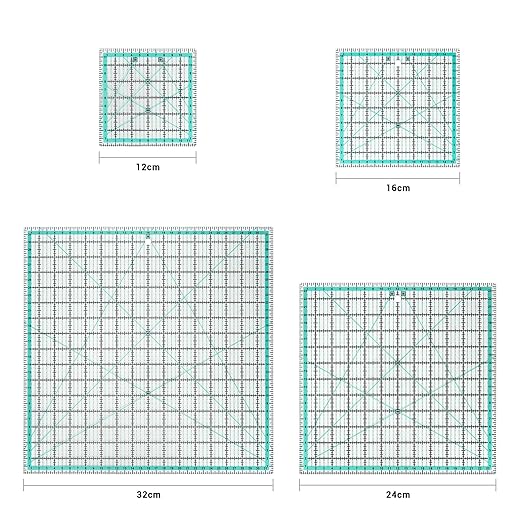 MANUFORE 4pcs Square Quilting Ruler Sewing Acrylic Ruler Anti-Slip Metric Ruler - Image 2
