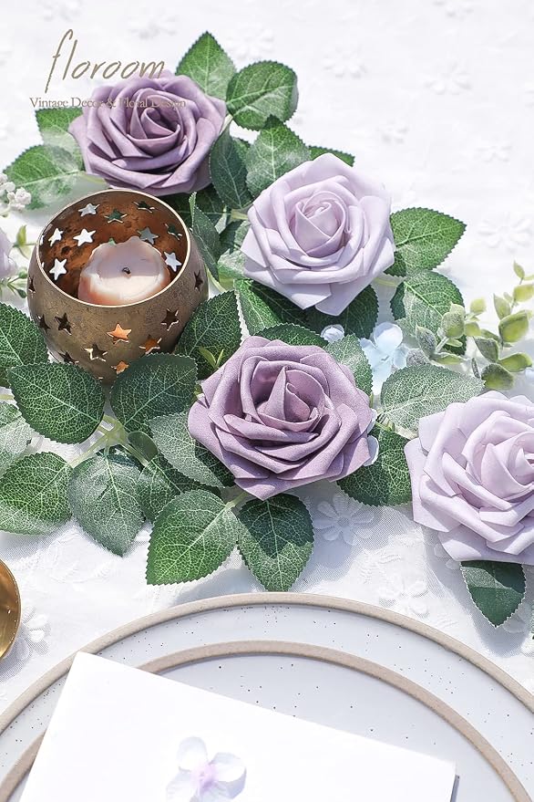 Floroom Artificial Flowers 50pcs Real Looking Lavender African Violet Purple - Image 5