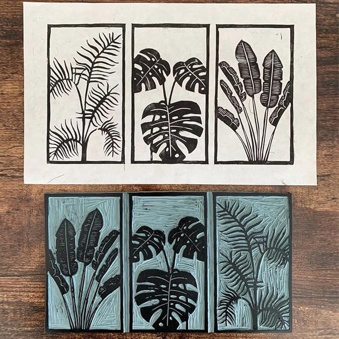Falling in Art 6 * 12 Linoleum Carving Blocks, 2 Pack Soft Stamp Rubber Blocks - Image 6