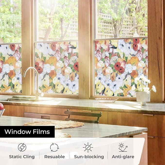 Window Privacy Film, Frosted Glass Decorative Static Cling, Removable Sun - Image 4