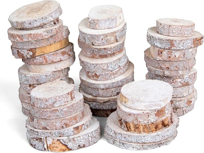 Wood Slices in Mesh Bag for Crafts DIY Projects Rustic Wedding Decorations by Unknown
