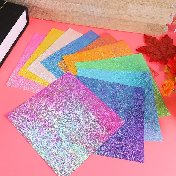 STOBOK 100pcs Shiny Origami Paper Iridescent Paper Square Shiny Folding - Image 7