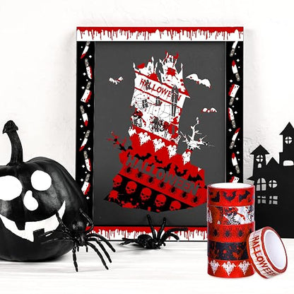 Whaline 12 Rolls Halloween Bloody Washi Tapes Blood Spatter Spooky Bloodstain - Image 7