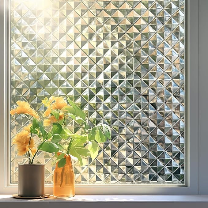 Qualsen Window Privacy Film, Stained Glass Window Film Heat Control UV by Qualsen