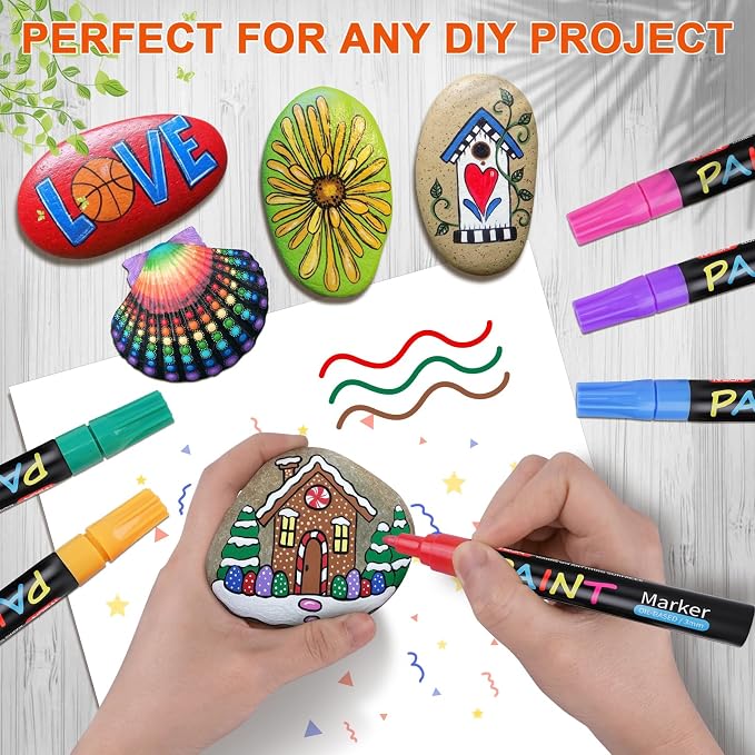 IVSUN Paint Pens Paint Markers, 20 Colors Oil-Based Waterproof Marker Pen Set - Image 6