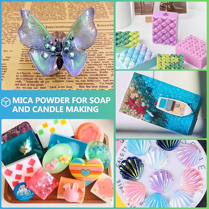 Mica Powder, 7.05OZ（200g）, Glitter Merck Green Gold Mica Powder Pigment - Image 6