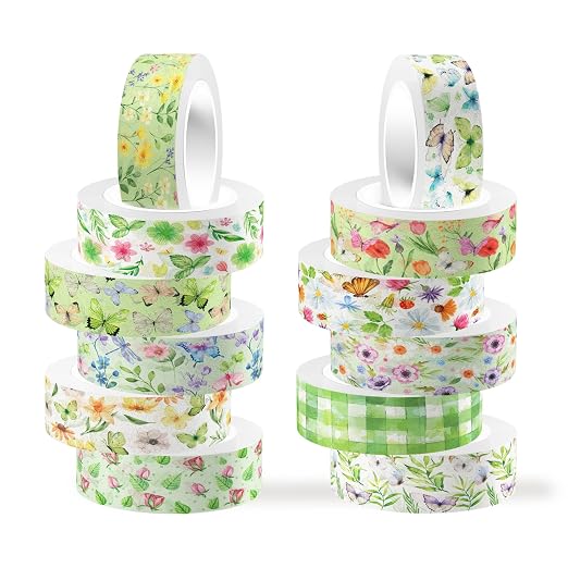 Adirasenotek Floral Washi Tape Set 12 Rolls, Flower Butterfly Washi Tape by AdirasenotekOfficialFlagship