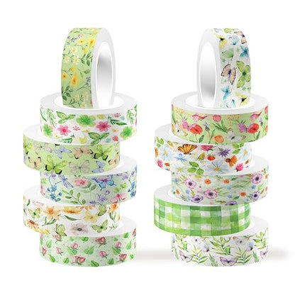 Adirasenotek Floral Washi Tape Set 12 Rolls, Flower Butterfly Washi Tape by AdirasenotekOfficialFlagship