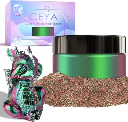 Ceya Chameleon Mica Powder, 1.8oz/ 50g Aurora Borealis Chrome Nail Powder by CEYA
