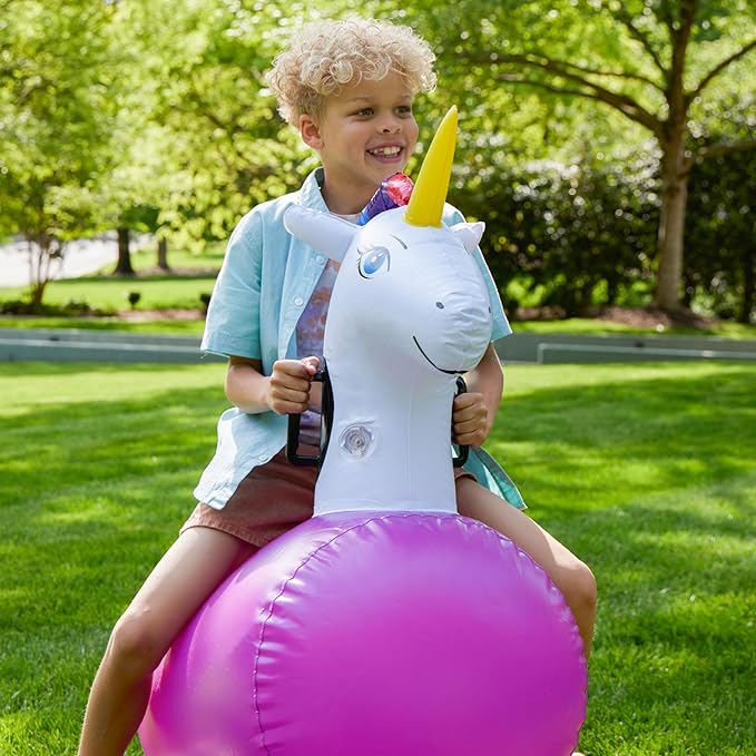 Hearthsong Hop N Go Inflatable Unicorn Riding Bouncy Hopping Toys - Image 6