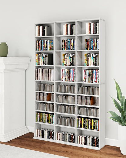DVD Storage Shelf with Adjustable Shelves, 8-Tier Modern Media Tower by VPSMATHOME