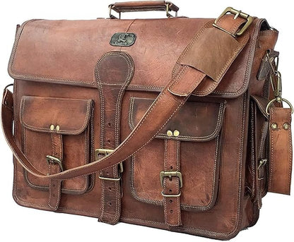 cuero Leather Messenger Bag for Men, 18 Inch Laptop Crossbody, Handmade Leather by cuero